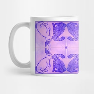 Purple Kissing Bunnies - Mirror Image Pattern Mug